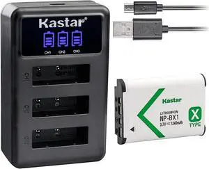 Kastar 1 Pack NP-BX1 Battery and LCD Triple USB Charger Compatible with Sony Cyber-shot DSC-RX100M6 (RX100 VI), Cyber-shot DSC-RX100M7 (RX100 VII), Cyber-shot DSC-WX300, Cyber-shot DSC-WX350 Camera