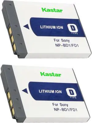 Kastar 2-Pack NP-BD1 Battery 3.7V 1100mAh Replacement for Sony Cyber-shot DSC-TX1, Cyber-shot DSC-G3, Cyber-shot DSC-T2, Cyber-shot DSC-T70, Cyber-shot DSC-T75, Cyber-shot DSC-T77 Camera