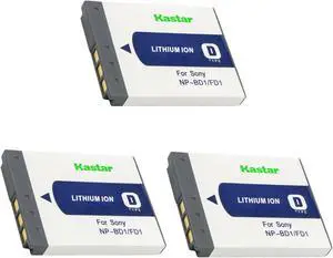 Kastar 3-Pack NP-BD1 Battery 3.7V 1100mAh Replacement for Sony Cyber-shot DSC-TX1, Cyber-shot DSC-G3, Cyber-shot DSC-T2, Cyber-shot DSC-T70, Cyber-shot DSC-T75, Cyber-shot DSC-T77 Camera