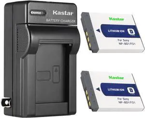 Kastar 2-Pack Battery and AC Wall Charger Replacement for Sony NP-BD1 FD1 Battery, Sony BC-CSD BC-CS3 Charger, Sony Cyber-shot DSC-TX1, Cyber-shot DSC-G3, Cyber-shot DSC-T2, Cyber-shot DSC-T70 Cameras
