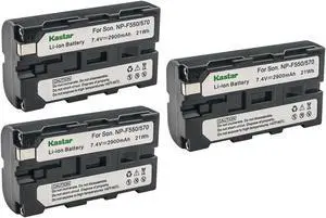 Kastar 3-Pack NP-F570 Battery 7.4V 2900mAh Replacement for Sony MVC-FD88 MVC-FD90 MVC-FD91 MVC-FD92 MVC-FD95 MVC-FD97 MVC-FDR1 MVC-FDR3 PBD-D50 PBD-V30 PLM-100 PLM-50 PLM-A35 PLM-A55 Q002-HDR1 Camera