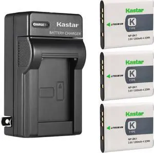 Kastar 3-Pack Battery and AC Wall Charger Replacement for Sony NP-BK1 NP-FK1 Battery, Sony BC-CSK Charger, Sony Cyber-shot DSC-W180, Cyber-shot DSC-W190, Cyber-shot DSC-W370 Cameras