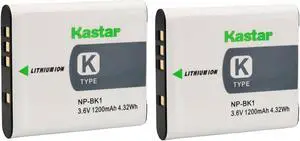 Kastar 2-Pack Battery Replacement for Sony NP-BK1 NP-FK1 Battery, Sony K Type Battery, Sony BC-CSK Charger, Sony Cyber-shot DSC-W180, Cyber-shot DSC-W190, Cyber-shot DSC-W370 Camera