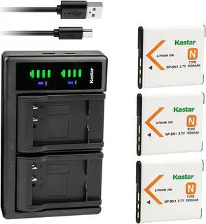 Kastar 3-Pack NP-BN1 Battery and LTD2 USB Charger Replacement for Sony Cyber-shot DSC-W800, Cyber-shot DSC-W810, Cyber-shot DSC-W830, Cyber-shot DSC-WX5, Cyber-shot DSC-WX7, Cyber-shot DSC-WX9