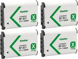 Kastar 4-Pack NP-BX1 Battery Replacement for Sony HDR-CX440, HDR-GW66, HDR-GWP88, HDR-MV1, HDR-PJ240, HDR-PJ240E, HDR-PJ270, HDR-PJ270E, HDR-PJ405, HDR-PJ410, HDR-PJ440, Vlog Camera ZV-1 Camera Kastar 4-Pack NP-BX1 Battery Replacement for Sony HDR-CX440, HDR-GW66, HDR-GWP88, HDR-MV1, HDR-PJ240, HDR-PJ240E, HDR-PJ270, HDR-PJ270E, HDR-PJ405, HDR-PJ410, HDR-PJ440, Vlog Camera ZV-1 Camera