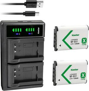Kastar 2-Pack NP-BX1 Battery and LTD2 USB Charger Replacement for Sony Cyber-shot DSC-HX99, Cyber-shot DSC-RX1, Cyber-shot DSC-RX1R, Cyber-shot DSC-RX1R II RX1RM2, Cyber-shot DSC-RX100 Digital Camera