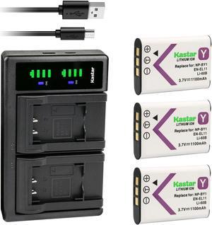 Kastar 3-Pack Battery and LTD2 USB Charger Replacement for Nikon EN-EL11 ENEL11 Battery, Nikon MH-64 MH64 Charger, NIKON COOLPIX S550 COOLPIX S560 Digital Cameras