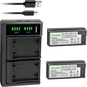 Kastar 2-Pack Battery and LTD2 USB Charger Replacement for Sony NP-FC11 NP-FC10 Battery, Sony BC-VC10 Charger, Sony Cyber-shot DSC-P8L, Cyber-shot DSC-P9, Cyber-shot DSC-V1 Cameras