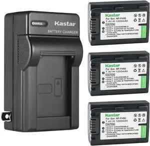 Kastar 3-Pack Battery and AC Wall Charger Replacement for Sony DCR-SR62, DCR-SR65, DCR-SR77, DCR-SR8, DCR-SR80, DCR-SR82, DCR-SR85, DCR-SR87, DCR-SR90, DCR-SX30, DCR-SX31, DCR-SX40, DCR-SX41, DCR-SX50
