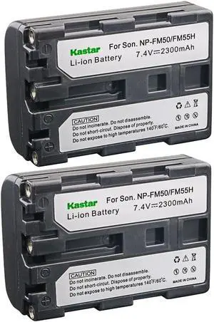 Kastar 2-Pack NP-FM50 / NP-FM55H Battery 7.4V 2300mAh Replacement for Sony Cyber-shot DSC-S70, Cyber-shot DSC-S75, Cyber-shot DSC-S85, DCR-DVD100, DCR-DVD101, DCR-DVD200, DCR-DVD201, DCR-DVD300 Camera