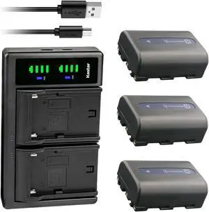 Kastar 3-Pack NP-FM50 Battery and LTD2 USB Charger Replacement for Sony DCR-TRV730, DCR-TRV738, DCR-TRV740, DCR-TRV828, DCR-TRV830, DCR-TRV840, DCR-TRV890, DCR-TRV940, DCR-TRV950, HDR-HC1 Camera