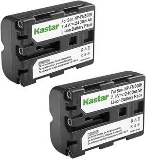 Kastar 2-Pack NP-FM500H Battery 7.4V 2400mAh Replacement for Sony Alpha A450, DSLR-A450L, DSLR-A450Y, DSLR-A500, 500, Alpha A500, DSLR-A500B, DSLR-A500L, DSLR-A500Y, DSLR-A550, 550 Camera