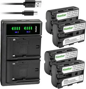 Kastar 4-Pack Battery and LTD2 USB Charger Replacement for Sony DSLR-A580Y, DSLR-A700, 700, Alpha, a700, DSLR-A700B, DSLR-A700K, DSLR-A700P, DSLR-A700Z, DSLR-A850, 850, Alpha A850, DSLR-A850B