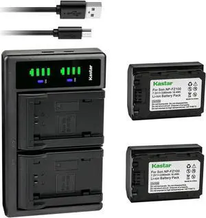 Kastar 2-Pack NP-FZ100 Rechargeable Battery and LTD2 USB Charger Replacement for Sony Alpha ZV-E1  ZV-E1 ZVE1 Mirrorless Vlog Camera, Sony Alpha A6700 6700 APS-C Mirrorless Camera