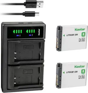 Kastar 2-Pack NP-FR1 Battery and LTD2 USB Charger Replacement for Sony Cyber-Shot DSC-P150/L, Cyber-Shot DSC-P150/S, Cyber-Shot DSC-P200, Cyber-Shot DSC-P200/B, Cyber-Shot DSC-P200/R DSC-P200/S Camera