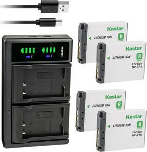 Kastar 4-Pack Battery and LTD2 USB Charger Replacement for Sony NP-FR1 Battery, BC-CS3, BC-CSD Charger, Cyber-Shot DSC-G1 DSC-V3 DSC-F88 DSC-P100 DSC-P120 DSC-P150 DSC-P200 DSC-T30 DSC-T50 Camera