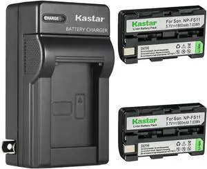 Kastar 2-Pack Battery and AC Wall Charger Replacement for Sony NP-F10 NP-FS10 NP-FS11 NP-FS12, FS21, FS31 Battery, Sony AC-VQ11, AC-VF10 Charger