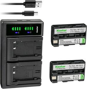 Kastar 2-Pack NP-FS11 Battery and LTD2 USB Charger Replacement for Sony CCD-CR1, CCD-CR5, DCR-PC1, DCR-PC2, DCR-PC3, DCR-PC4, DCR-PC5, DCR-TRV1VE, DSC-F505, DSC-F505V Digital Cameras