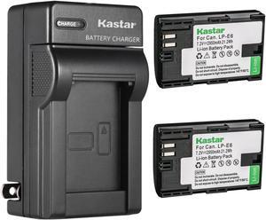 Kastar 2-Pack LP-E6 Battery and AC Wall Charger Replacement for Canon LP-E6NH Battery, Canon EOS R7 Mirrorless Camera