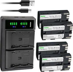 Kastar 4-Pack BP-915G Battery and LTD2 USB Charger Compatible with Canon BP-911 BP-911K BP-914 BP-915, BP-915G, BP-925, BP-930 BP-935, BP-945 BP-950 BP-950G BP-955, BP-970 BP-970G BP-975 Battery Kastar 4-Pack BP-915G Battery and LTD2 USB Charger Compatible with Canon BP-911 BP-911K BP-914 BP-915, BP-915G, BP-925, BP-930 BP-935, BP-945 BP-950 BP-950G BP-955, BP-970 BP-970G BP-975 Battery