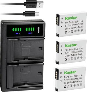 Kastar 3-Pack Battery and LTD2 USB Charger Replacement for Samsung SLB-11A SLB11A Battery, Samsung CL65, CL80, EX1, HZ25W, HZ30W, HZ35W, HZ50W, ST1000, ST5000, ST5500, TL240, TL320 Digital Camera