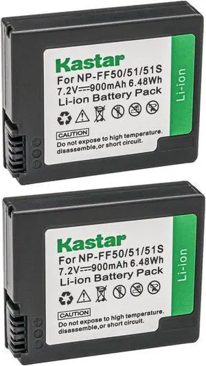 Kastar NP-FF50 Battery 2-Pack Replacement for Sony NP-FF50, NP-FF51, NP-FF51S Battery, Sony DCR-HC1000, DCR-HC1000E, DCR-IP1, DCR-IP1E, DCR-IP1K, DCR-IP200K, DCR-IP210, DCR-IP210E, DCR-IP220 Camera
