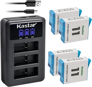 Kastar 4 Pack Battery and LCD Triple USB Charger Compatible with GoPro ADDBD-211 ADBAT-001 ADDBD-001 Battery, GoPro HERO11 HERO 11 Black Action, HERO10 Black Edition, HERO9 Black Edition Action Camera Kastar 4 Pack Battery and LCD Triple USB Charger Compatible with GoPro ADDBD-211 ADBAT-001 ADDBD-001 Battery, GoPro HERO11 HERO 11 Black Action, HERO10 Black Edition, HERO9 Black Edition Action Camera