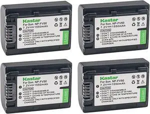 Kastar 4-Pack NP-FV50 Battery Replacement for Sony DCR-SR68, DCR-SR73, DCR-SR78, DCR-SR83, DCR-SR88, DCR-SX15, DCR-SX20, DCR-SX21, DCR-SX22, DCR-SX33, DCR-SX34, DCR-SX43, DCR-SX44, DCR-SX45 Camera