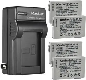 Kastar 4-Pack Battery and AC Wall Charger Replacement for Canon BP-208 BP208 BP-208DG Battery, Canon Optura S1, VIXIA HR10, DC10, DC19, DC20, DC21, DC22, DC40, DC50, DC51, DC95, DC100, DC200 Cameras Kastar 4-Pack Battery and AC Wall Charger Replacement for Canon BP-208 BP208 BP-208DG Battery, Canon Optura S1, VIXIA HR10, DC10, DC19, DC20, DC21, DC22, DC40, DC50, DC51, DC95, DC100, DC200 Cameras