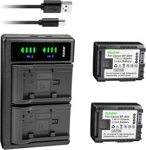 Kastar 2-Pack BP-808 Battery and LTD2 USB Charger Replacement for Canon BP-808, BP808, BP-809, BP809, BP-819, BP819, BP-827, BP827 Battery, Canon CG-800 Charger Charger, Canon VIXIA HF Cameras