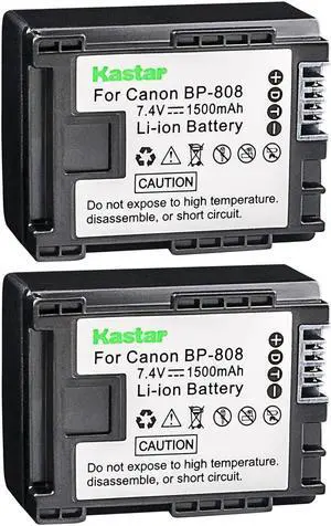 Kastar 2-Pack BP-808 Battery 7.4V 1500mAh Replacement for Canon VIXIA HF M400, VIXIA HF M406, VIXIA HF S10, VIXIA HF S11, VIXIA HF S20, VIXIA HF S21, VIXIA HF S30, VIXIA HF S100 Camera