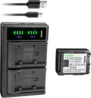 Kastar 1-Pack BP-808 Battery and LTD2 USB Charger Replacement for Canon BP-808, BP-819, BP-827, Canon VIXIA HF10, VIXIA HF11, VIXIA HF20, VIXIA HF21, VIXIA HF100, VIXIA HF200 VIXIA HG20 VIXIA HG21