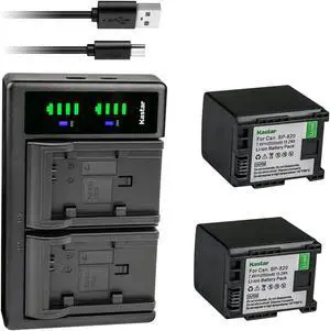 Kastar 2-Pack BP-820 Battery and LTD2 USB Charger Compatible with Canon XA60, Canon XA65, Canon XA70, Canon XA75, Canon VIXIA HF G70 Camera