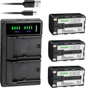 Kastar 3-Pack Battery and LTD2 USB Charger Replacement for Topcon Survey Instrument Total station BT-60Q, BT-61Q, BT-62Q, BT-65Q, BT-66Q, GMS2 GTS 900, GTS-900A, GPT-9000, GPT 9000, GPT-9000A, ROBOTIC