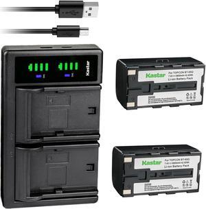 Kastar 2-Pack Battery and LTD2 USB Charger Replacement for Topcon BT-60Q, BT-61Q, BT-62Q, BT-65Q, BT-66Q, GMS-2 Survey Instrument Total station Battery, Topcon BC-30, BC-30D, BT-30 Charger