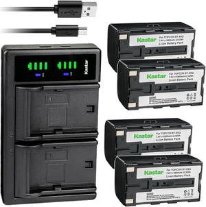 Kastar 4-Pack Battery and LTD2 USB Charger Replacement for Topcon BT-60Q, BT-61Q, BT-62Q, BT-65Q, BT-66Q, GMS-2 Survey Instrument Total station Battery, Topcon BC-30, BC-30D, BT-30 Charger