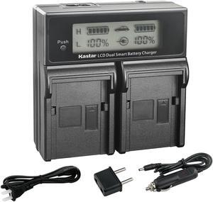 Kastar AC LCD Dual Fast Charger Compatible with JVC GY-HC500 GY-HC500E, GY-HC500U GY-HC500UN, GY-HC500SPC GY-HC500SPCN, GY-HC550 GY-HC550E GY-HC550UN Connected 4K Handheld Camera
