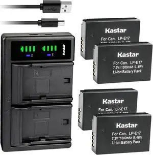 Kastar 4-Pack Battery and LTD2 USB Charger Replacement for Canon EOS M6, EOS M6 Mark II, EOS 77D, EOS 750D, EOS 760D, EOS 800D, EOS 8000D, EOS RP Mirrorless Digital Cameras
