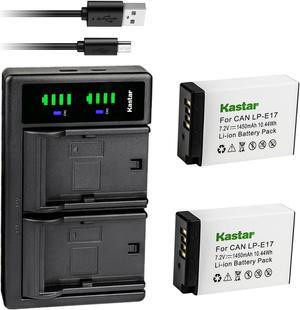 Kastar 2-Pack Battery and LTD2 USB Charger Replacement for Canon LP-E17 LPE17 Battery, Canon EOS 760D, EOS 800D, EOS 8000D, EOS R8 Mirrorless, EOS R50 Mirrorless Cameras, BG-E18 Battery Grip