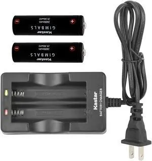 Kastar 2-Pack Battery and AC Wall Charger Replacement for Blink Camera, Flashlight Headlight Headlamp, Hiking Camping Hunting Torch, Doorbell, RC Car, Moza Air 2 Gimbal Stabilizer