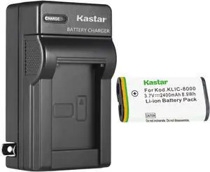 Kastar 1-Pack KLIC-8000 Battery and AC Wall Charger Replacement for Kodak KLIC-8000 K8000 Battery, Kodak K7600-C, K8500-C Charger, Kodak Z612 IS, Z712 IS, Z812 IS, Pocket Video Camera ZX1 Camera