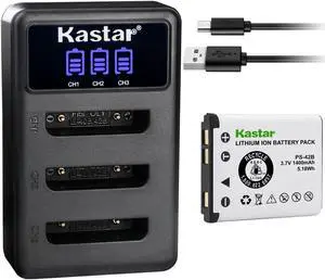 Kastar 1 Pack Battery and LCD Triple USB Charger Compatible with Panasonic WX-CH455 WX-SB100 WX-ST100 WX-ST300 DECT KX-TCA285 KX-TCA385 KX-UDT121 KX-UDT131 Attune II HD3 Communication System Headset