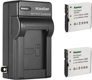 Kastar 2-Pack Battery and AC Wall Charger Replacement for Rekam PREZIO HDC-3531, PREZIO HDC-3533, PREZIO HDC-3535, Rich DVH Series DVH-R30, DVH-R50, DVH-R55, DVH-566, DVH-566II, DVH-592+, DVH-592II