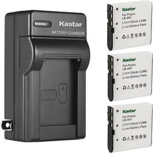 Kastar 3-Pack Battery and AC Wall Charger Replacement for Phisung SDV-668, Praktica DVC-14.1, DVC14.1 HDMI, iR16, DX-1, DX1, DV-HD12, Rekam ALLURE HDC-1531, ALLURE HDC-1532, ALLURE HDC-1533