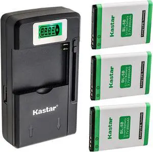 Kastar 3-Pack BL-5B Battery and Smart LCD Charger Replacement for VJIANGER 4K 48MP Mini Digital Compact Camera, Saneen 4K Small Compact Digital Camera, Avantree 10BS, 10BP and CK-11