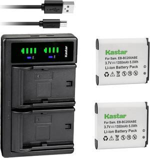 Kastar 2-Pack Battery and LTD2 USB Charger Replacement for Samsung EB-BC200, EB-BC200ABE, EB-BC200ABK, EB-BC200ABUGUS, GH43-04604A, Samsung Gear 360, SM-C200, SM-C200NZWAXAC, SM-C200NZWAXAR (US Model)