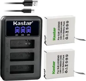 Kastar 2 Pack Battery and LCD Triple USB Charger Compatible with SJCAM SJ6 LEGEND SJCAM SJ 6 Battery, SJCAM SJ6 Legend 4K Action Camera, SJCAM SJ6 Legend Sport Camera, SJCAM SJ6 Pro 4K Action Camera