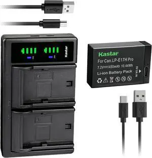 Kastar 1-Pack LP-E17H Pro Battery and LTD2 USB Charger Compatible with Canon EOS 200D, EOS 250D, EOS 750D, EOS 760D, EOS 800D, EOS 850D, EOS 8000D, EOS RP, EOS R8, EOS R10, EOS R50 Mirrorless Camera