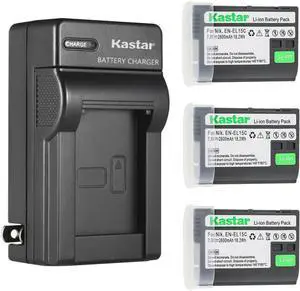 Kastar 3-Pack Battery and AC Wall Charger Replacement for Nikon Z 5 Z5 Z 6 Z6 Z6 II Z 7 Z7 Z7 II Z 7 Q3 Z7Q3 Z8 1V1 D500 D600 D610 D750 D780 D800 D800E D810 D810A D850 D7000 D7100 D7200 D7500 Cameras