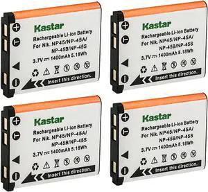 Kastar FNP-45 Battery 4-Pack Replacement for Fujifilm FinePix J32 FinePix J35 FinePix J38 FinePix J40 FinePix J100 FinePix J110W FinePix J120 FinePix J210 FinePix J250 FinePix JV100 Camera